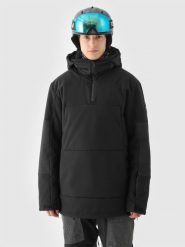 4F Kurtka snowboardowa membrana 8000 męska - czarna L. Czarne kurtki sportowe męskie 4F, na zimę, l, bez wzorów, z dzianiny, z kapturem, narciarskie. W wyprzedaży za 299.99 zł.
