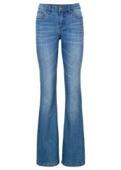 Jeansy o kroju bootcut, mid waist. Niebieskie jeansy damskie bonprix, bez wzorów, z jeansu, klasyczne. Za 142.99 zł.