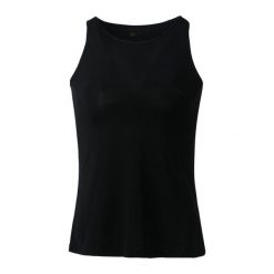 Damski tank top Athlecia Mota. Czarne koszulki sportowe damskie Athlecia, bez wzorów, z elastanu, bez ramiączek, na fitness i siłownię. Za 79.90 zł.