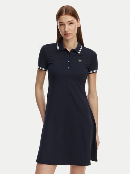 Lacoste Sukienka codzienna EF5288 Granatowy Regular Fit. Niebieskie sukienki damskie Lacoste, na co dzień, bez wzorów, z bawełny, bez kołnierzyka, bez ramiączek, proste. Za 455.99 zł.