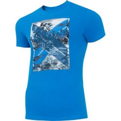 T-shirt męski TSM025A - denim. T-shirty męskie 4F, m, bez wzorów, z denimu, bez kołnierzyka, bez ramiączek. W wyprzedaży za 34.99 zł.