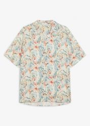 Koszula z krótkim rękawem, z czystej wiskozy. Brązowe koszule męskie bonprix, m, bez wzorów, z wiskozy, eleganckie, bez kołnierzyka, bez ramiączek. Za 87.99 zł.