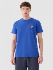 4F T-shirt regular z nadrukiem męski - niebieski XXL. Niebieskie t-shirty męskie 4F, m, bez wzorów, z bawełny, bez kołnierzyka, bez ramiączek. W wyprzedaży za 39.99 zł.