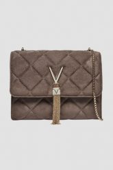 VALENTINO Brązowa damska zamszowa torebka Charlotte Flap Bag. Brązowe torebki do ręki damskie Valentino by Mario Valentino, bez wzorów, ze skóry ekologicznej, zamszowe, bez dodatków. W wyprzedaży za 294.99 zł.