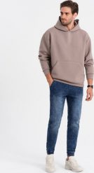 Ombre Spodnie męskie marmurkowe jeansowe JOGGERY - ciemnoniebieskie V1 OM-PADJ-0133 L. Niebieskie spodnie sportowe męskie Ombre, l, bez wzorów, z jeansu. Za 89.99 zł.