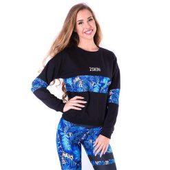 Czarna bluza sportowa na fitness damska 2skin BLUZA LOGO TROPICANA. Czarne bluzy damskie 2SkIN, s, bez wzorów, z bawełny, eleganckie, bez ramiączek, bez kaptura. W wyprzedaży za 99.00 zł.