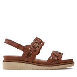 Sandały Tamaris. Czarne sandały damskie Tamaris, bez wzorów, bez obcasa, na słupku, bez zapięcia. Za 319.99 zł.