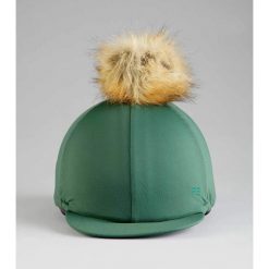 Czapka pod kask z dżerseju z pomponem ze sztucznego futra Premier Equine. Zielone czapki damskie PREMIER EQUINE, bez wzorów, z dżerseju, eleganckie. Za 146.00 zł.