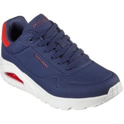 Buty sportowe męskie Skechers Uno Suited On Air. Niebieskie buty sportowe męskie Skechers, bez wzorów, z syntetyku, bez zapięcia. Za 490.00 zł.