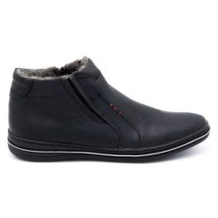 Polbut Buty męskie zimowe 381 czarne. Czarne botki męskie na zimę, bez wzorów, z materiału, wizytowe, bez obcasa, bez zapięcia. Za 367.89 zł.