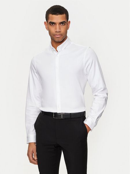 Calvin Klein Koszula K10K113339 Biały Slim Fit. Białe koszule męskie Calvin Klein, m, bez wzorów, z bawełny, bez kołnierzyka, bez ramiączek. Za 259.99 zł.