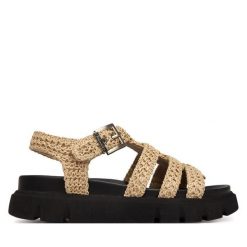 Sandały Tamaris. Brązowe sandały damskie Tamaris, bez wzorów, bez obcasa, na płaskiej podeszwie, bez zapięcia. Za 329.99 zł.