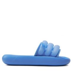 Klapki adidas. Niebieskie klapki damskie Adidas, bez wzorów, sportowe, bez obcasa, bez zapięcia. Za 199.99 zł.