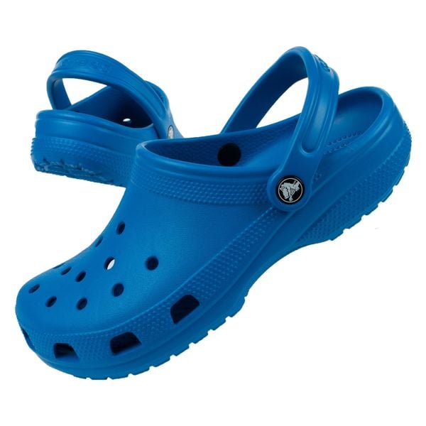 Klapki Sandały chodaki CROCS Classic. Niebieskie klapki damskie Crocs, bez wzorów, bez obcasa, bez zapięcia. Za 159.99 zł.
