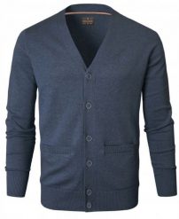 Bawełniany Sweter Męski, Rozpinany (Kardigan) - Pako Jeans - Jasny Granat. Niebieskie swetry męskie Pako Jeans, l, bez wzorów, z bawełny, biznesowe, bez kołnierzyka, bez ramiączek. Za 219.00 zł.