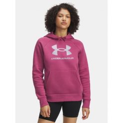 Bluza Under Armour Rival Feelce Shimmer Hoody. Czerwone bluzy damskie Under Armour, bez wzorów, sportowe, bez ramiączek, bez kaptura. Za 177.29 zł.