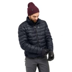 Kurtka puchowa Haglöfs ROC Flash Down. Czarne kurtki męskie Haglöfs, bez wzorów, z puchu, sportowe, bez kaptura. W wyprzedaży za 930.30 zł.