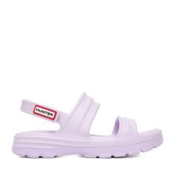 Sandały Hunter. Fioletowe sandały damskie Hunter, bez wzorów, bez obcasa, na płaskiej podeszwie, bez zapięcia. Za 139.99 zł.