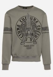 Jasnozielona Bluza z Bawełną Ozdobiona Nadrukiem Lulisa. Zielone bluzy męskie Born2be, l, bez wzorów, z bawełny, biznesowe, bez ramiączek, bez kaptura. Za 69.99 zł.