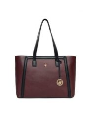 Beverly Hills Polo Club Torebka C-BHPC-L-007-08 Bordowy. Czerwone shopperki damskie Beverly Hills Polo Club, bez wzorów, z materiału, bez dodatków. Za 229.99 zł.