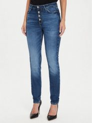 Guess Jeansy W4YA28 D5DD4 Granatowy Slim Fit. Niebieskie jeansy damskie Guess, z aplikacjami, z bawełny. Za 269.99 zł.