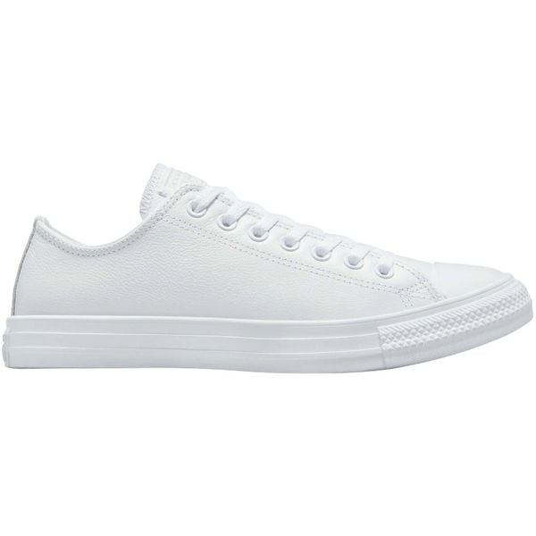 Buty sportowe Converse Chuck Taylor All Star Leather. Białe obuwie sportowe damskie Converse, bez wzorów, ze skóry, bez zapięcia. W wyprzedaży za 390.00 zł.