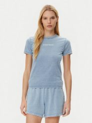 Guess Jeans T-Shirt W5GI41 KCTL1 Niebieski Regular Fit. Niebieskie t-shirty damskie Guess Jeans, l, z aplikacjami, z bawełny, bez kołnierzyka, bez ramiączek. Za 99.99 zł.