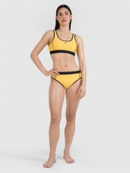 4F Dół od bikini damski - żółty L. Żółte bikini 4F, l, bez wzorów, z elastanu. W wyprzedaży za 49.99 zł.