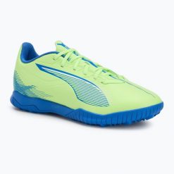 Buty piłkarskie męskie PUMA Ultra 5 Play TT fizzy apple/puma. Białe buty sportowe męskie Puma, bez wzorów, bez zapięcia, do piłki nożnej. Za 189.99 zł.