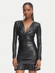 Elisabetta Franchi Sukienka z imitacji skóry AB-989-66E2-V400 Czarny Slim Fit. Czarne sukienki damskie Elisabetta Franchi, bez wzorów, ze skóry, bez kołnierzyka, bez ramiączek. Za 1,709.00 zł.