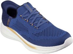 Skechers buty męskie Slip-ins Relaxed Fit: Slade - Quinto 210810 BLU blue 41. Niebieskie buty sportowe męskie Skechers, bez wzorów, bez zapięcia. Za 398.51 zł.