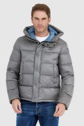 BLAUER Stalowa puchowa kurtka męska Tracy z kapturem. Szare kurtki męskie Blauer USA, l, bez wzorów, z puchu, z kapturem. W wyprzedaży za 1,019.99 zł.