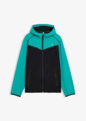 Męska, lekka, kurtka sportowa, szybkoschnąca. Czarne kurtki sportowe męskie bonprix, m, bez wzorów, z kapturem. Za 79.99 zł.
