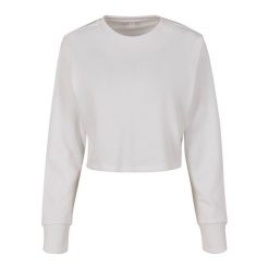 Sweter Damski / Damski Z Przyciętym Dekoltem Z Frotte. Białe swetry nierozpinane damskie BUILD YOUR BRAND, s, bez wzorów, bez kołnierzyka, bez ramiączek. Za 94.99 zł.