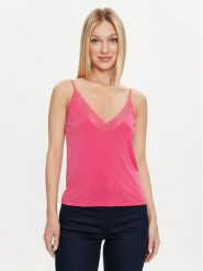 Vero Moda Top Imila 10307232 Różowy Regular Fit. Czerwone topy damskie Vero Moda, s, bez wzorów, z syntetyku, bez kołnierzyka, bez ramiączek. Za 109.99 zł.