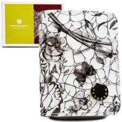 Poręczny portfelik damski ze skóry naturalnej w czarnym kolorze zamykany zatrzaskiem i suwakiem PTN PH33-LFL Peterson. Czarne portfele damskie Peterson, ze skóry. Za 66.99 zł.