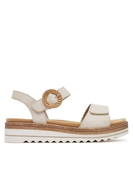 Remonte Sandały D0Q52-60 Écru. Sandały damskie Remonte, bez wzorów, ze skóry, bez obcasa, na płaskiej podeszwie, bez zapięcia. Za 303.99 zł.