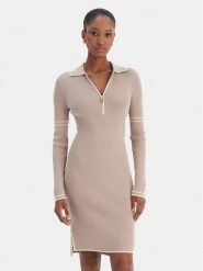 Liu Jo Sport Sukienka dzianinowa TF5028 MS49I Beżowy Regular Fit. Brązowe sukienki damskie Liu Jo Sport, xxl, bez wzorów, z dzianiny, sportowe, bez kołnierzyka, bez ramiączek, sportowe. Za 799.99 zł.