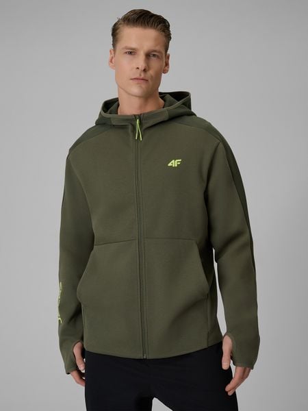 4F Bluza dresowa regular z kapturem męska - khaki XL. Brązowe bluzy męskie 4F, m, bez wzorów, z dresówki, z kapturem. W wyprzedaży za 99.99 zł.