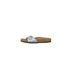 Klapki damskie Birkenstock Madrid. Szare klapki damskie Birkenstock, bez wzorów, z materiału, bez obcasa, bez zapięcia. Za 249.00 zł.