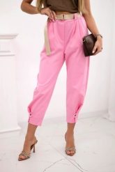 Spodnie Summer Punto z zapięciem na nogawkach jasno różowa. Czerwone spodnie materiałowe damskie KESI, na lato, bez wzorów, z bawełny, eleganckie, plus size. Za 204.91 zł.