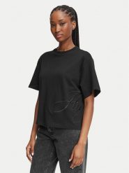 HUGO T-Shirt Duslant 50570677 Czarny Oversize. Czarne t-shirty damskie Hugo, s, bez wzorów, z bawełny, bez kołnierzyka, bez ramiączek. Za 349.99 zł.