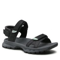 Sandały Merrell. Czarne sandały damskie Merrell, bez wzorów, bez obcasa, bez zapięcia. Za 249.99 zł.