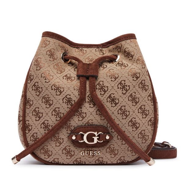 Torebka Guess. Brązowe torebki do ręki damskie Guess, z aplikacjami, bez dodatków. Za 544.99 zł.