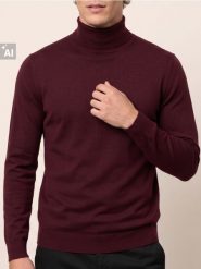 Klasyczny golf z bawełną - bordowy. Czerwone swetry męskie Sinsay, l, bez wzorów, z bawełny, klasyczne, bez kołnierzyka, bez ramiączek. Za 49.99 zł.