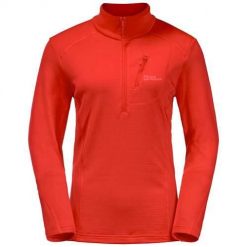 Bluza sportowa damska Jack Wolfskin Kolbenberg. Czerwone bluzy damskie Jack Wolfskin, m, bez wzorów, sportowe, bez ramiączek, bez kaptura. Za 277.05 zł.