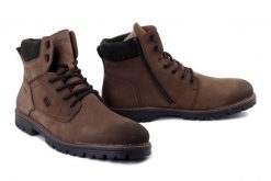 RIEKER TEX F3612-24 brown, trzewiki męskie. Brązowe botki męskie Rieker, na zimę, bez wzorów, z wełny, bez obcasa, bez zapięcia. Za 489.90 zł.