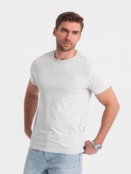Męski t-shirt fullprint w liście palmy - szary V2 OM-TSFP-0182 - XXL. Szare t-shirty męskie Ombre Clothing, l, bez wzorów, z bawełny, bez kołnierzyka, bez ramiączek. Za 77.99 zł.