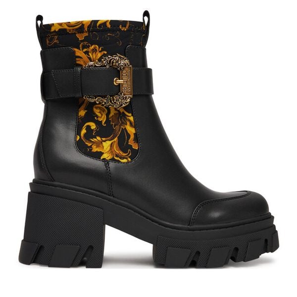 Botki Versace Jeans Couture. Czarne botki damskie Versace Jeans Couture, bez wzorów, z jeansu, bez obcasa, na słupku, bez zapięcia. Za 1,069.99 zł.