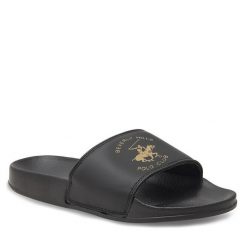 Klapki Beverly Hills Polo Club. Czarne klapki damskie Beverly Hills Polo Club, bez wzorów, bez obcasa, bez zapięcia. Za 109.99 zł.